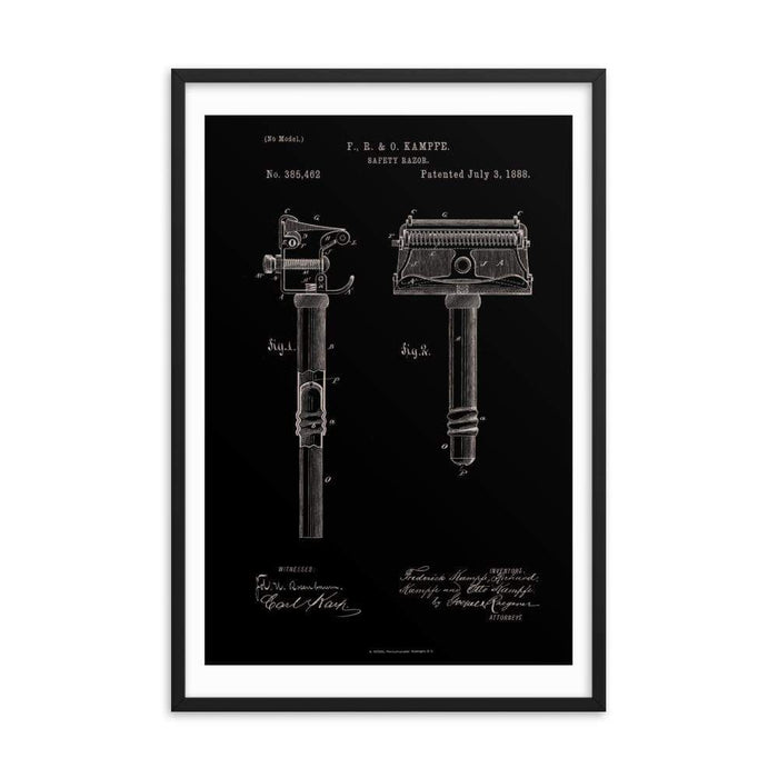 Kampfe Brothers Patent Drawing Elegant Black Framed Print - Phoenix Artisan Accoutrements