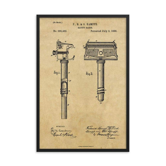 Kampfe Brothers Patent Drawing Framed Print - Phoenix Artisan Accoutrements