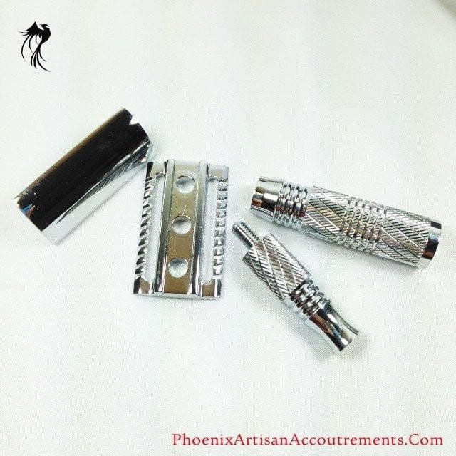 The Agent 4-piece Travel Razor - Executive Edition (Includes Case- Choice Of Open Comb or Straight Bar, Astra Blades and Trimming Scissors) - Phoenix Artisan Accoutrements
