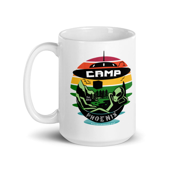 Camp Phoenix White Glossy Diner Style Coffee Mug | Available in 2 Sizes! - Phoenix Artisan Accoutrements