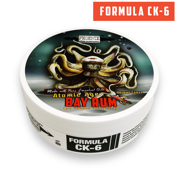 Atomic Age Bay Rum Artisan Shave Soap | Ultra Premium Formula CK-6 | Made w/ 100% Essential Oils - Phoenix Artisan Accoutrements
