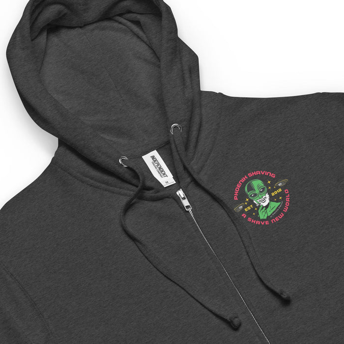 Alien Shaving Logo Fleece Zip Up Hoodie Hooded Sweatshirt | Available in Multiple Colors - Phoenix Artisan Accoutrements