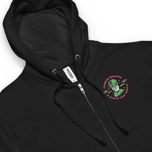 Alien Shaving Logo Fleece Zip Up Hoodie Hooded Sweatshirt | Available in Multiple Colors - Phoenix Artisan Accoutrements