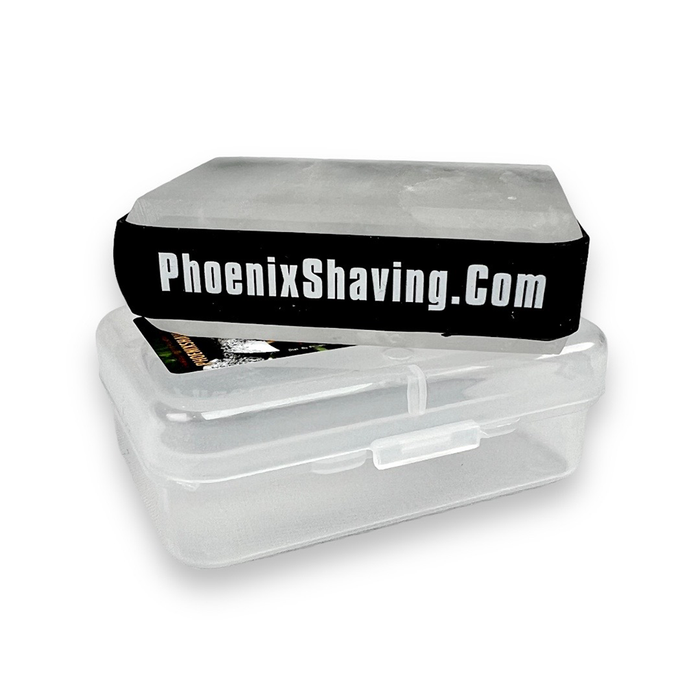 Phoenix Shaving SOLID BLOCK No Slip Grip Alum | Nature's Ancient Aftershave! | 3.17 oz [90 Grams] | W/ Rubber Grip Band & Recyclable Plastic Travel Case! - Phoenix Artisan Accoutrements