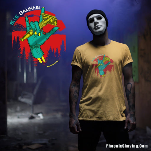 Blue Samhain Sk-8 Style w/ Toggle Short-Sleeve Unisex T-Shirt - Phoenix Artisan Accoutrements