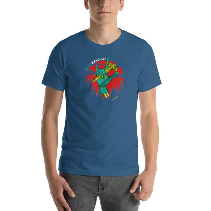 Blue Samhain Sk-8 Style w/ Toggle Short-Sleeve Unisex T-Shirt - Phoenix Artisan Accoutrements