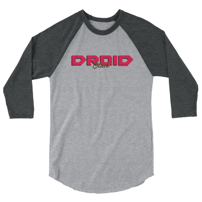 Droid Black 3/4 sleeve raglan baseball shirt - Phoenix Artisan Accoutrements