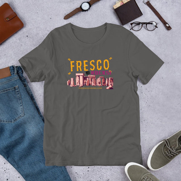 Fresco Rocks Short-Sleeve Unisex T-Shirt | Logo On Reverse Below Neck! - Phoenix Artisan Accoutrements