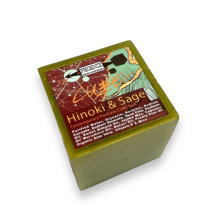 Hinoki & Sage CUBE! 2.0 Preshave Soap | Contains Rose Clay, Prickly Pear Oil, Sweet Almond Oil, Aloe & More! - Phoenix Artisan Accoutrements