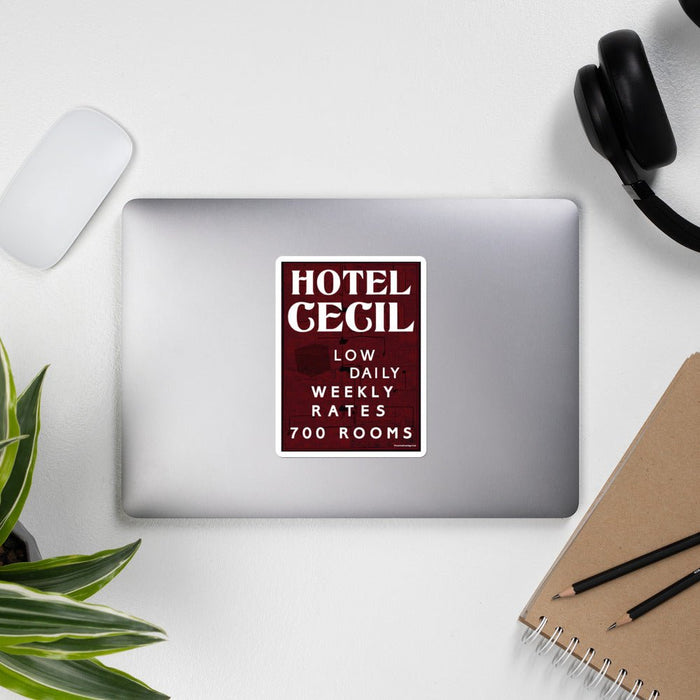 Hotel Cecil Rates Bubble-Free Vinyl Stickers | Available in 3 Sizes! - Phoenix Artisan Accoutrements