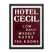 Hotel Cecil Rates Framed Print | Available in Multiple Sizes! - Phoenix Artisan Accoutrements