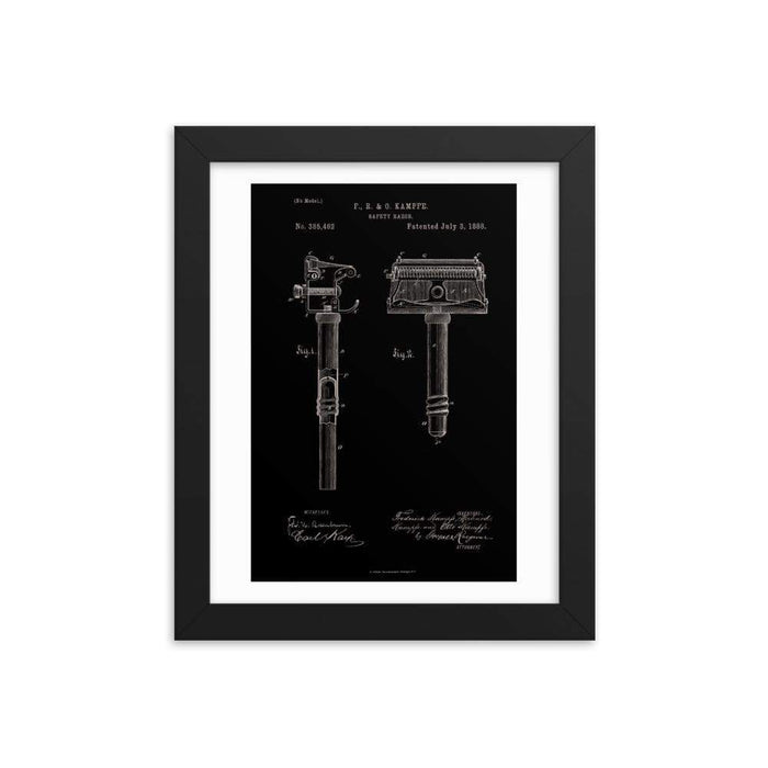 Kampfe Brothers Patent Drawing Elegant Black Framed Print - Phoenix Artisan Accoutrements