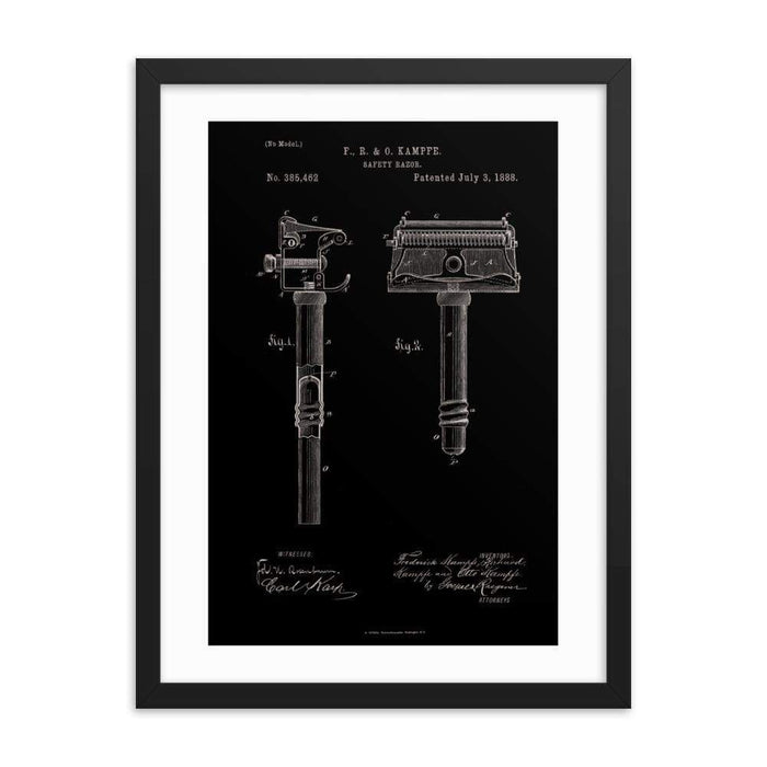 Kampfe Brothers Patent Drawing Elegant Black Framed Print - Phoenix Artisan Accoutrements