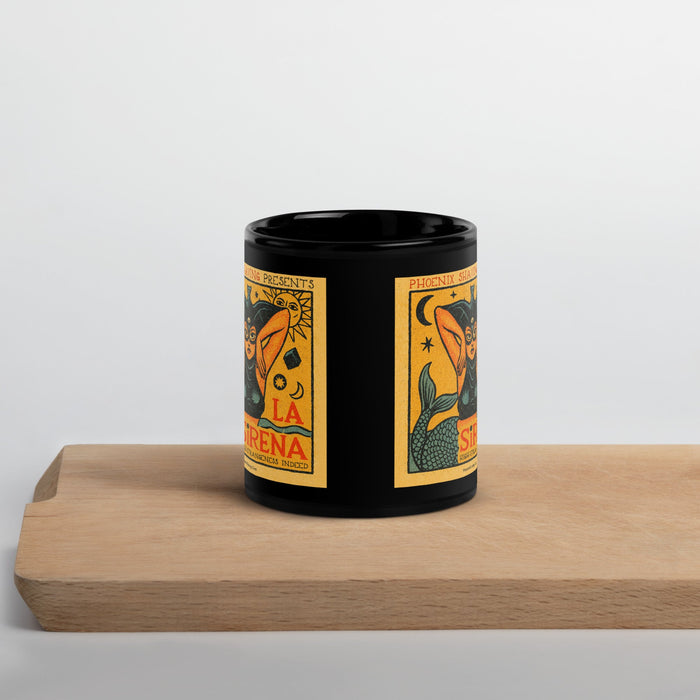 La Sirena Black Diner Style Coffee Mug - Phoenix Artisan Accoutrements