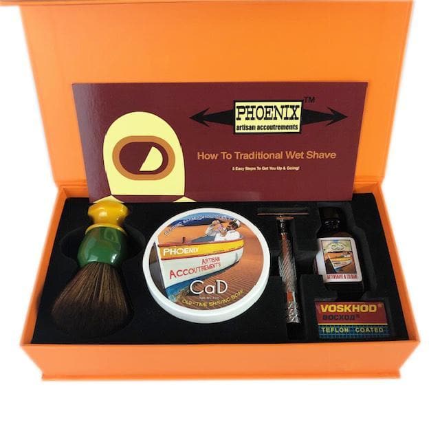 Phoenix Shaving Traditional Shaving Starter Kit | CK-6 CaD Symmetry Straight Bar Set - Phoenix Artisan Accoutrements