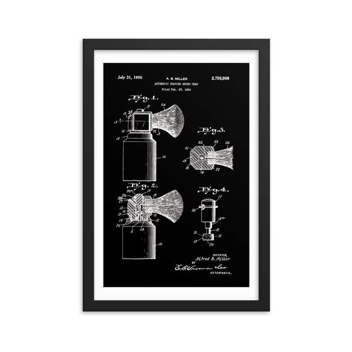 Vintage Automatic Shaving Brush Elegant Black Patent Drawing | 1954 - Phoenix Artisan Accoutrements