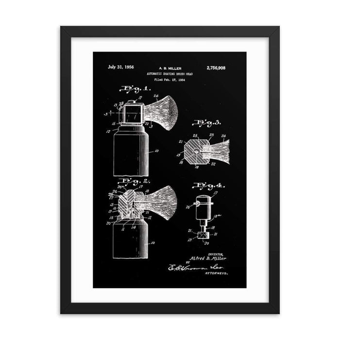 Vintage Automatic Shaving Brush Elegant Black Patent Drawing | 1954 - Phoenix Artisan Accoutrements