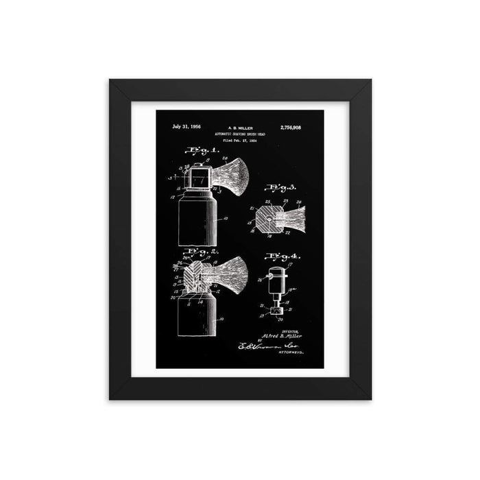 Vintage Automatic Shaving Brush Elegant Black Patent Drawing | 1954 - Phoenix Artisan Accoutrements