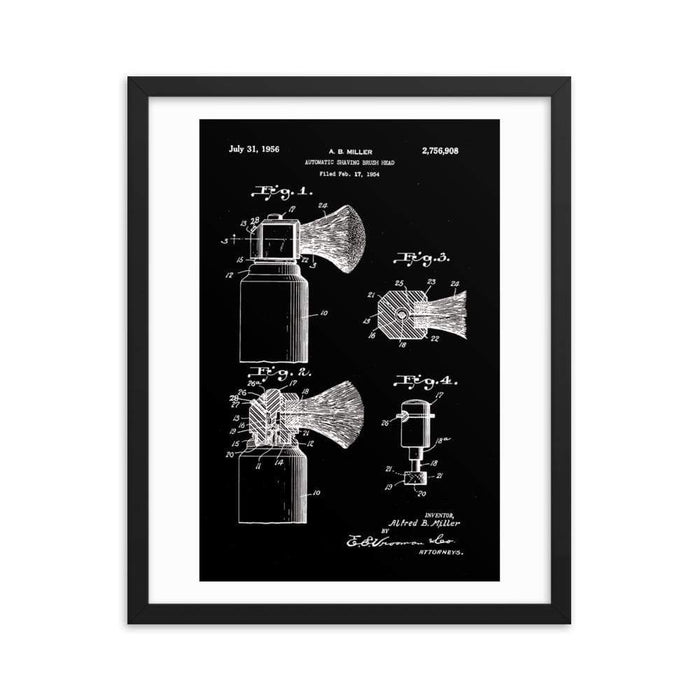 Vintage Automatic Shaving Brush Elegant Black Patent Drawing | 1954 - Phoenix Artisan Accoutrements