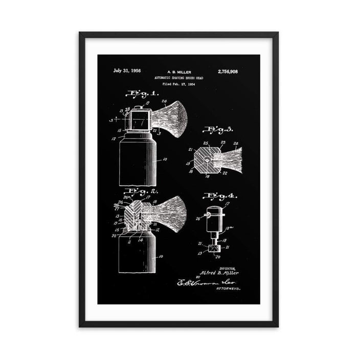 Vintage Automatic Shaving Brush Elegant Black Patent Drawing | 1954 - Phoenix Artisan Accoutrements