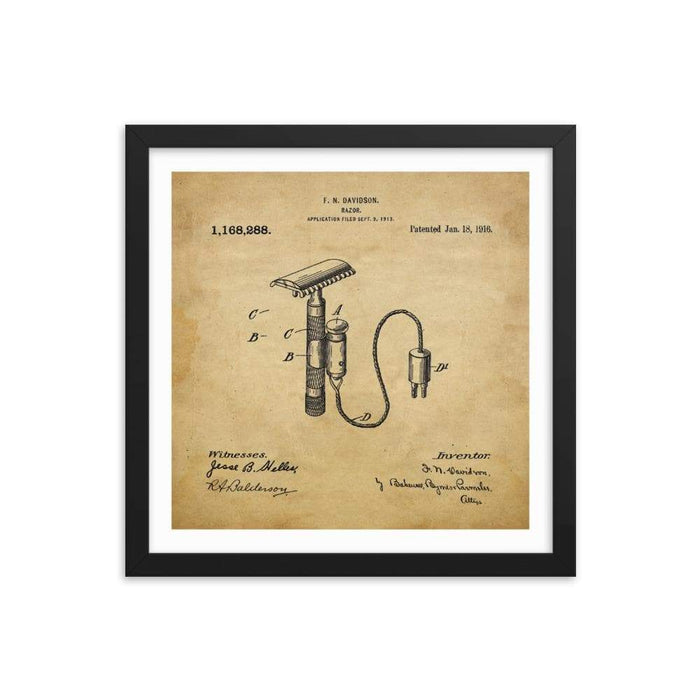 Vintage Davidson Patent Drawing Framed Print - Phoenix Artisan Accoutrements