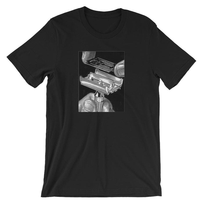 Vintage Safety Razor & Blade Advert Short-Sleeve Unisex T-Shirt - Phoenix Artisan Accoutrements