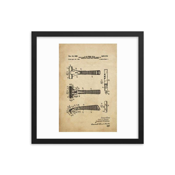 Vintage Schick Patent Drawing Framed Print - Phoenix Artisan Accoutrements