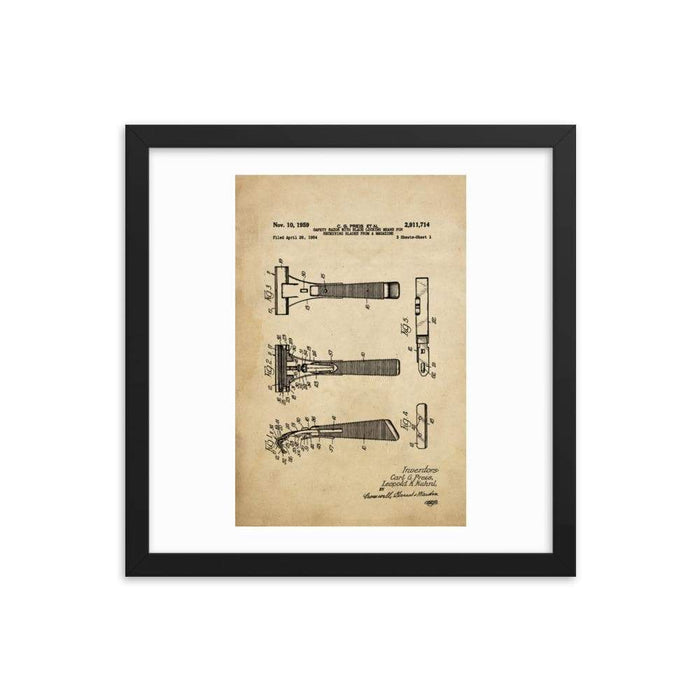 Vintage Schick Patent Drawing Framed Print - Phoenix Artisan Accoutrements