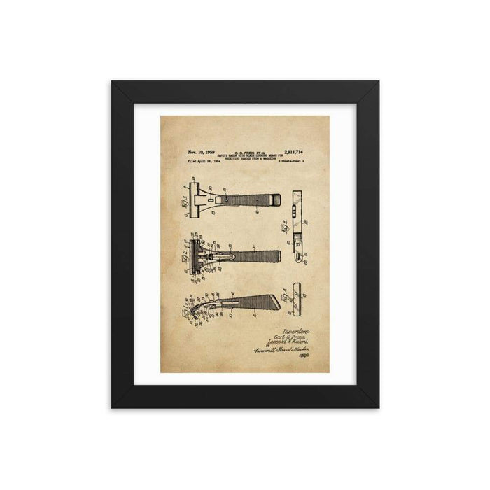 Vintage Schick Patent Drawing Framed Print - Phoenix Artisan Accoutrements