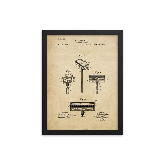 Vintage Schmitz Safety Razor Patent Drawing - Phoenix Artisan Accoutrements