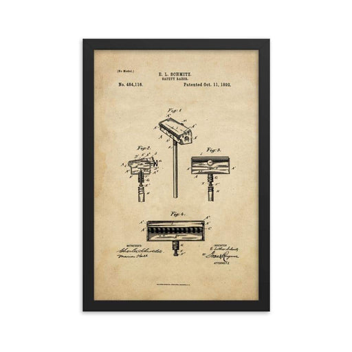 Vintage Schmitz Safety Razor Patent Drawing - Phoenix Artisan Accoutrements