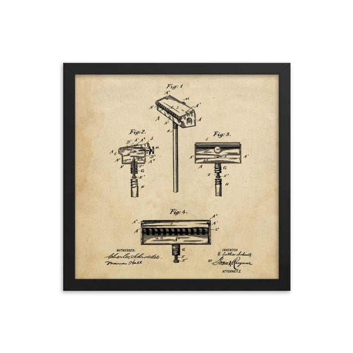 Vintage Schmitz Safety Razor Patent Drawing - Phoenix Artisan Accoutrements