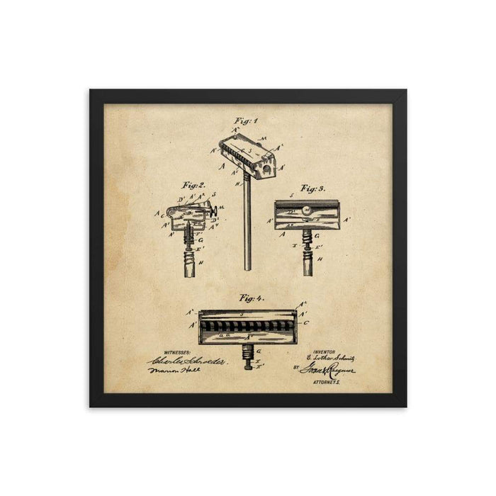 Vintage Schmitz Safety Razor Patent Drawing - Phoenix Artisan Accoutrements