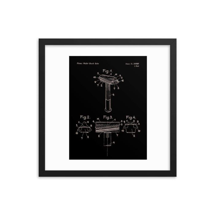 Vintage Walbusch "Hump Back" Patent Drawing Elegant Black Framed Print - Phoenix Artisan Accoutrements