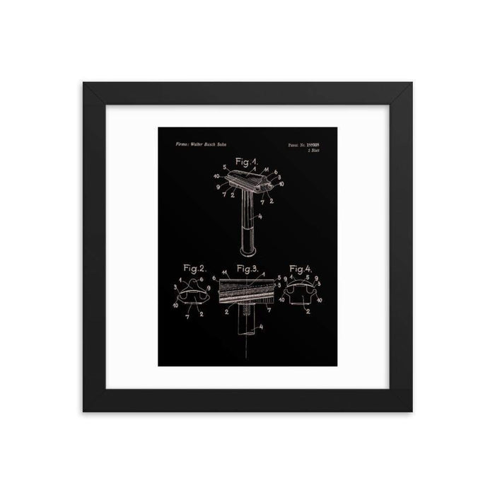 Vintage Walbusch "Hump Back" Patent Drawing Elegant Black Framed Print - Phoenix Artisan Accoutrements