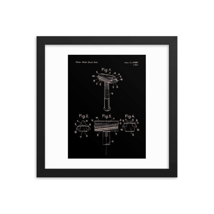 Vintage Walbusch "Hump Back" Patent Drawing Elegant Black Framed Print - Phoenix Artisan Accoutrements