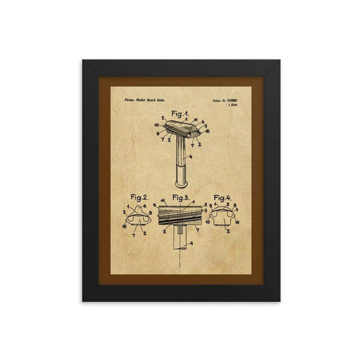 Vintage Walbusch Slant Razor Patent Drawing Framed Print - Phoenix Artisan Accoutrements