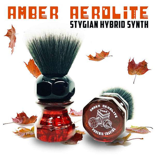 Amber Aerolite 24mm Stygian Synth Hybrid Brush | Retro Shave Tech! - Phoenix Artisan Accoutrements