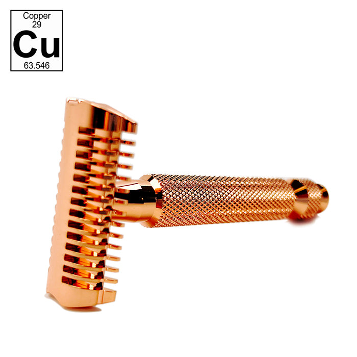 The Copper Ascension Twist-Adjustable Double Open Comb Safety Razor | High Shine & Rose Gold Plated | CNC Machined - Phoenix Artisan Accoutrements