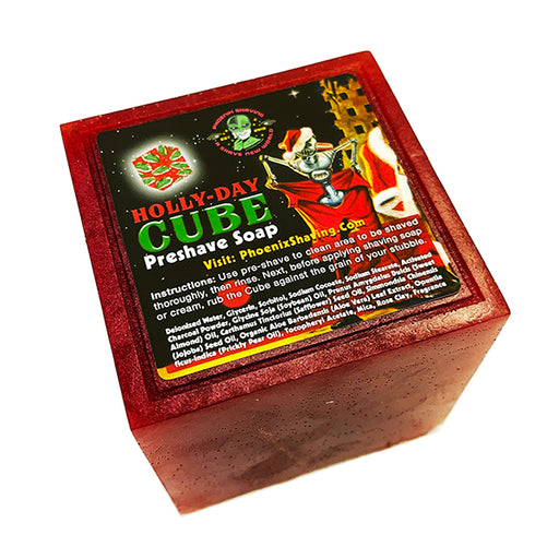 Holly-Day CUBE 2.0  Preshave Soap | Contains Rose Clay, Prickly Pear, Jojoba Oil, Sweet Almond Oil, Aloe & More! | Made with Essential Oil | Seasonal - Phoenix Artisan Accoutrements
