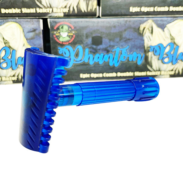 Phantom Blue Open Comb Double Slant Safety Razor | Twisted Shave Tech
