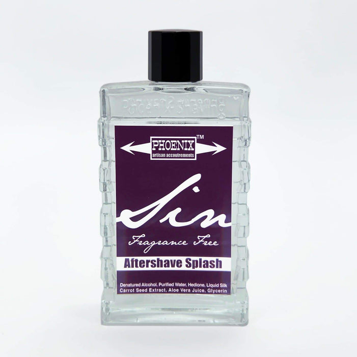 SIN Alcohol Based - Fragrance Free Silky Aftershave Splash - Hedione, Liquid Silk, Aloe, Glycerin & More! - Phoenix Artisan Accoutrements