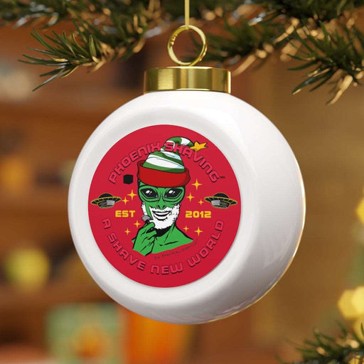 Alien Shaving Ceramic Christmas Ball Ornament - Phoenix Artisan Accoutrements