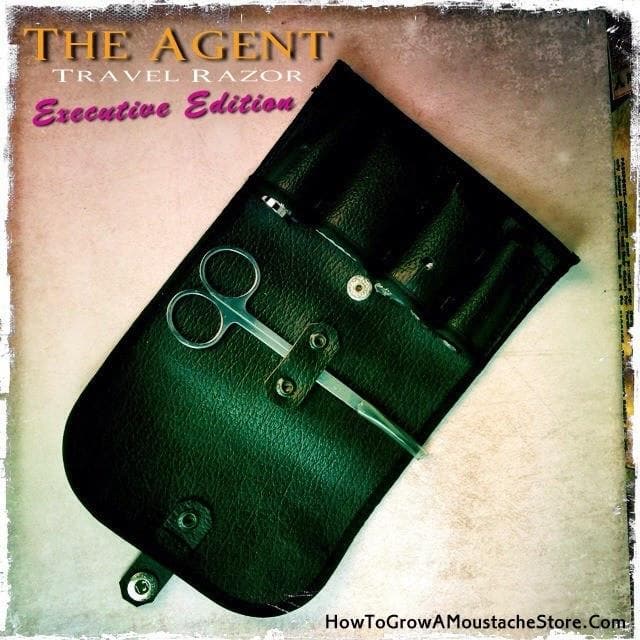 The Agent 4-piece Travel Razor - Executive Edition (Includes Case- Choice Of Open Comb or Straight Bar, Astra Blades and Trimming Scissors) - Phoenix Artisan Accoutrements