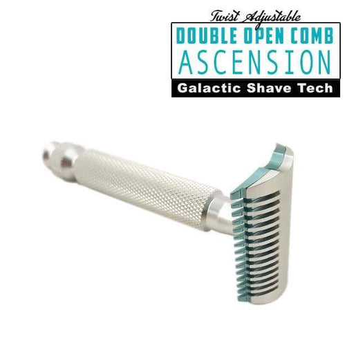 The Ascension Twist-Adjustable Double Open Comb Safety Razor - CNC Machined | 7075 Aluminum | Electric Aqua Base - Phoenix Artisan Accoutrements