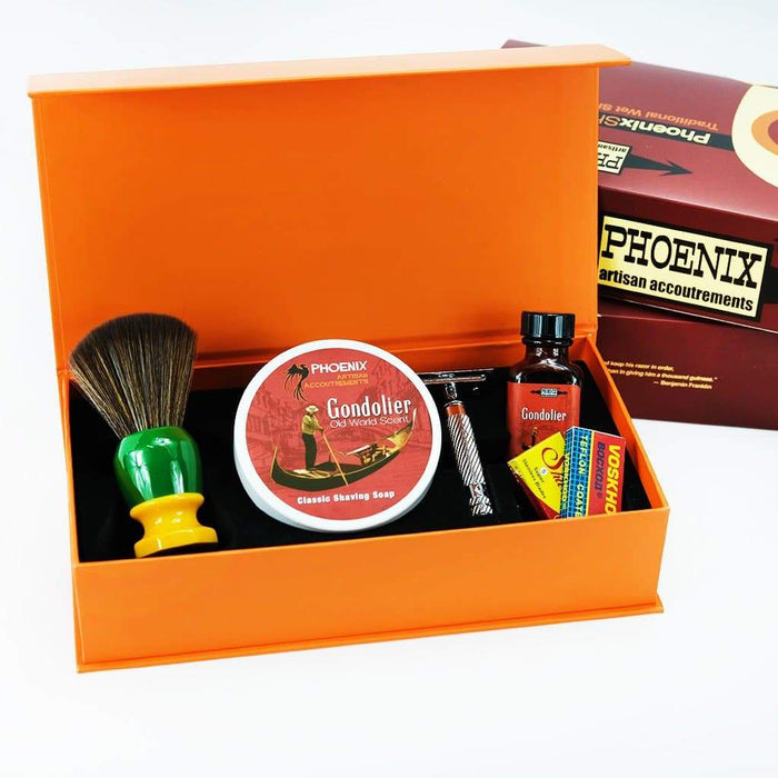 Phoenix Shaving Traditional Shaving Starter Kit | CK-6 Gondolier Symmetry Straight Bar Set - Phoenix Artisan Accoutrements