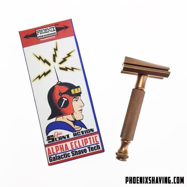The Alpha Ecliptic Slant Razor | Anodized Antique Bronze 7075 Aluminum - Phoenix Artisan Accoutrements