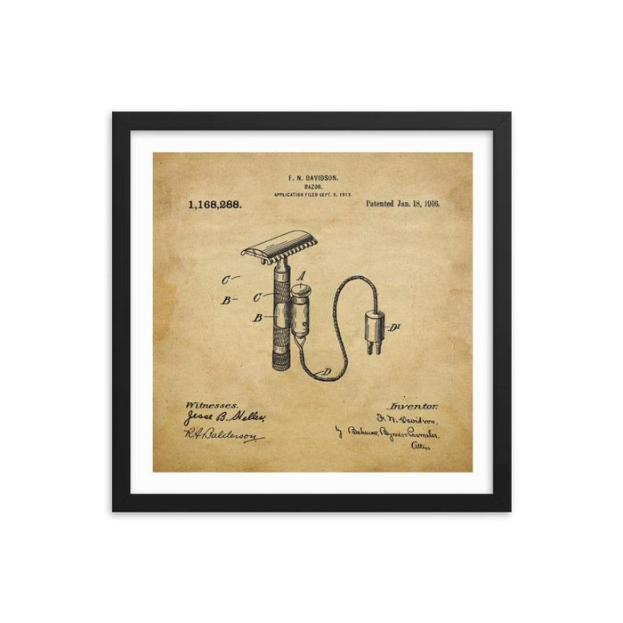 Vintage Davidson Patent Drawing Framed Print - Phoenix Artisan Accoutrements
