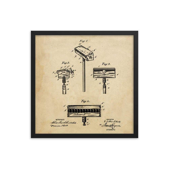 Vintage Schmitz Safety Razor Patent Drawing - Phoenix Artisan Accoutrements