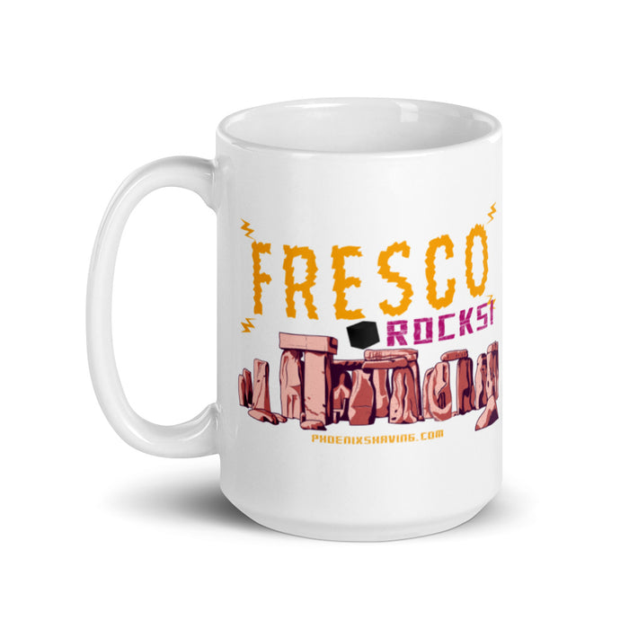 Fresco Rocks! White Glossy Diner Style Coffee Mug - Phoenix Artisan Accoutrements